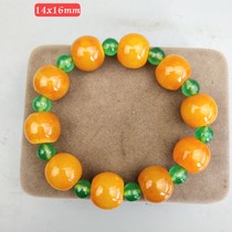 Ancient jade antique jade antique Qing Dynasty Burmese yellow emerald old emerald drum bead bracelet handstring imitation ancient yellow jade jade jade ware
