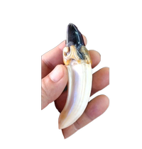 Antique and antique high imitation wild boar fangs inlaid horn pendant pendant pendant evil evil evil animal tooth gift resin