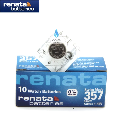 Часы Renata Swiss 357 на батарейке из оксида серебра SR44W LR44 A76 L1154, маленькие одиночные