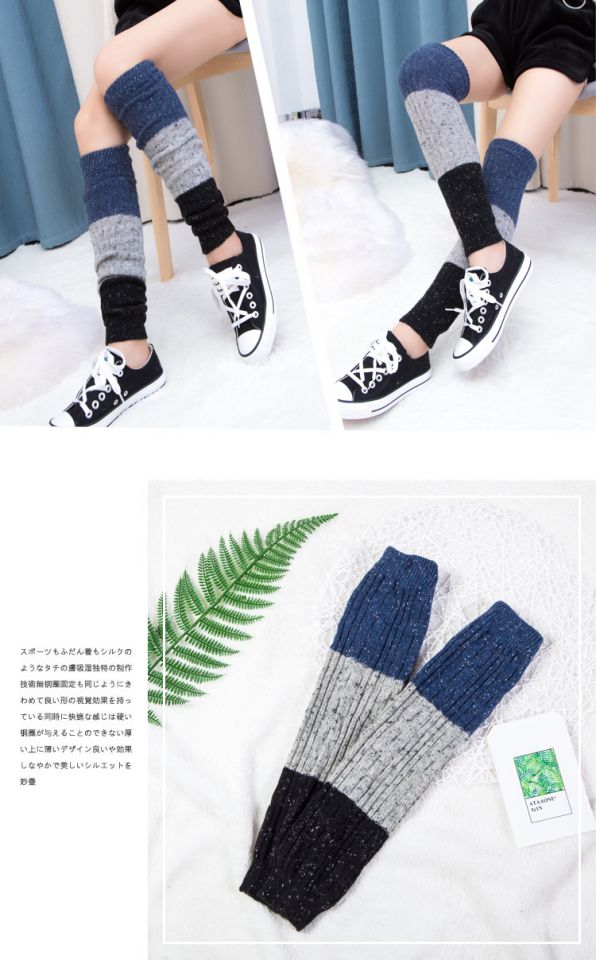 Phụ nữ mùa thu và mùa đông mới vớ dài len ấm áp đặt chân cao hoang dã bộ khâu đầu gối miếng đệm vớ vớ vớ mắt cá chân