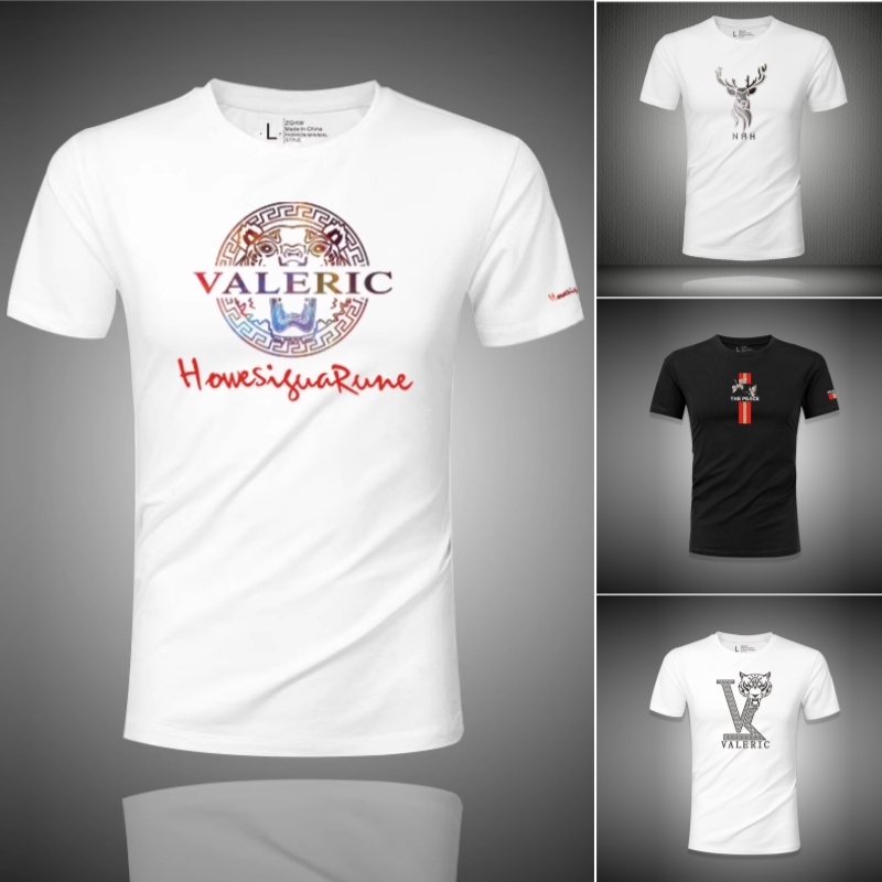 Hong Kong Trendy Brand High-End Round-Neck Short-Sleeved T-Shirt for Men Summer Modal Slim-Fit Printed Large Size Pure Cotton Half-Sleeved T-Shirt