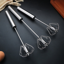 304 stainless steel semi-automatic rotating manual egg beater handheld hand-pressed stirring rod evenly beat baking tool