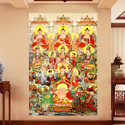 Buddha in the same hall stickers, Buddhist portraits, silk hanging paintings, whole hall Buddha scrolls, ten thousand Buddhas, non-HD 2104