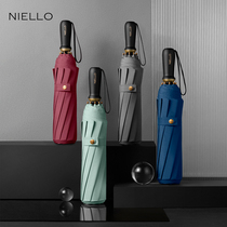 Oversized manual 10-bone three-fold enlarged double reinforcement strong anti-wind and rainstorm thickened mens umbrella