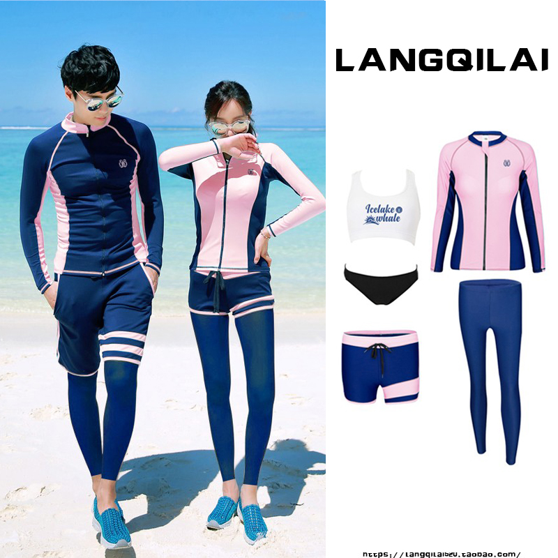 Wetsuit women's two-piece boxer long-sleeved couple jellyfish suit snorkeling suit surfing suit men's suit sunscreen swimsuit
