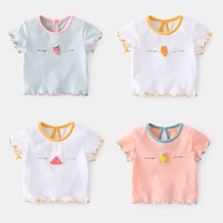 ເສື້ອຍືດແຂນສັ້ນເດັກນ້ອຍ summer newborn tops fashionable girls T-shirt half-sleeved thin section 1-year-old baby summer clothes