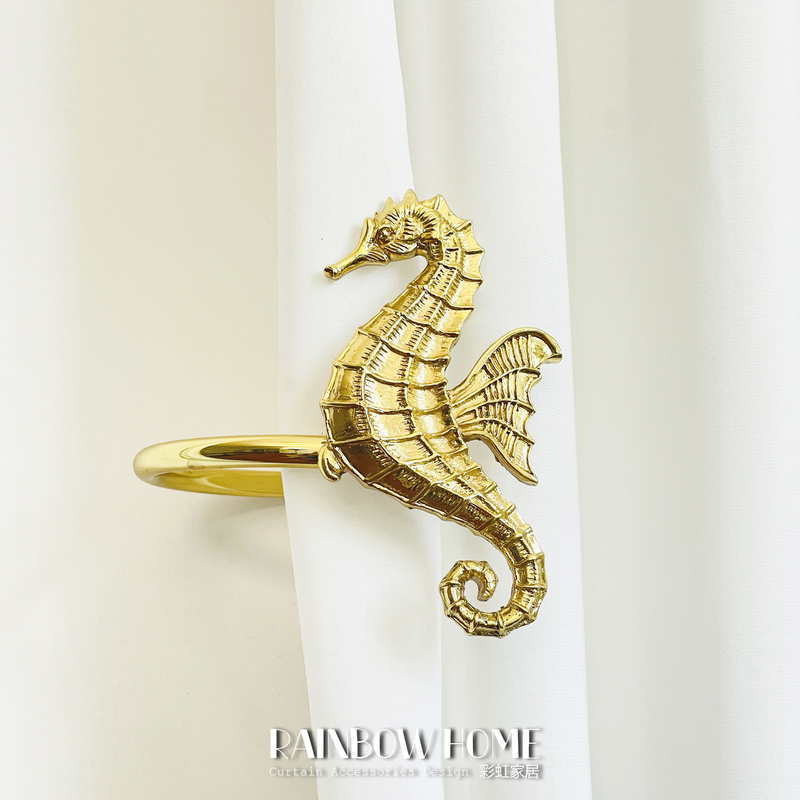 Handmade Lost Wax Technique Seahorse Animal Brass Curtain Hook Wall Hook Strap Hook Living Room Bedroom American Southeast Asian Style