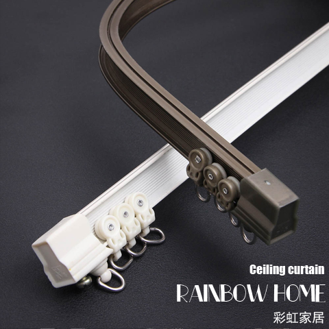 Beiyi aluminum alloy curtain track straight rail curved rail silent ultra-thin slide rail single and double rail Roman pole art Rod