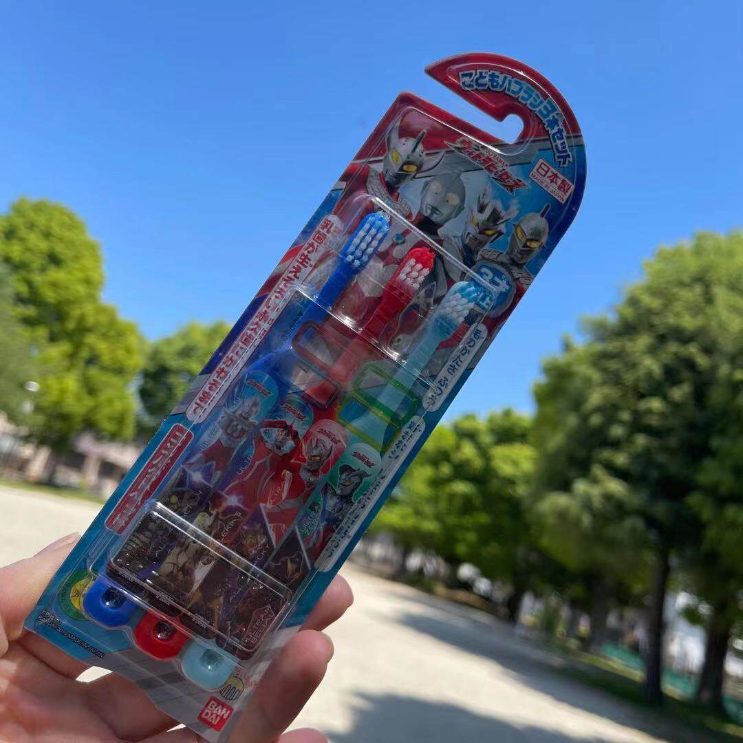 Japan buys back Bandai genuine Ultraman children's infant toothbrush 3-4-6-8 years old boy signature stickers 3 packs