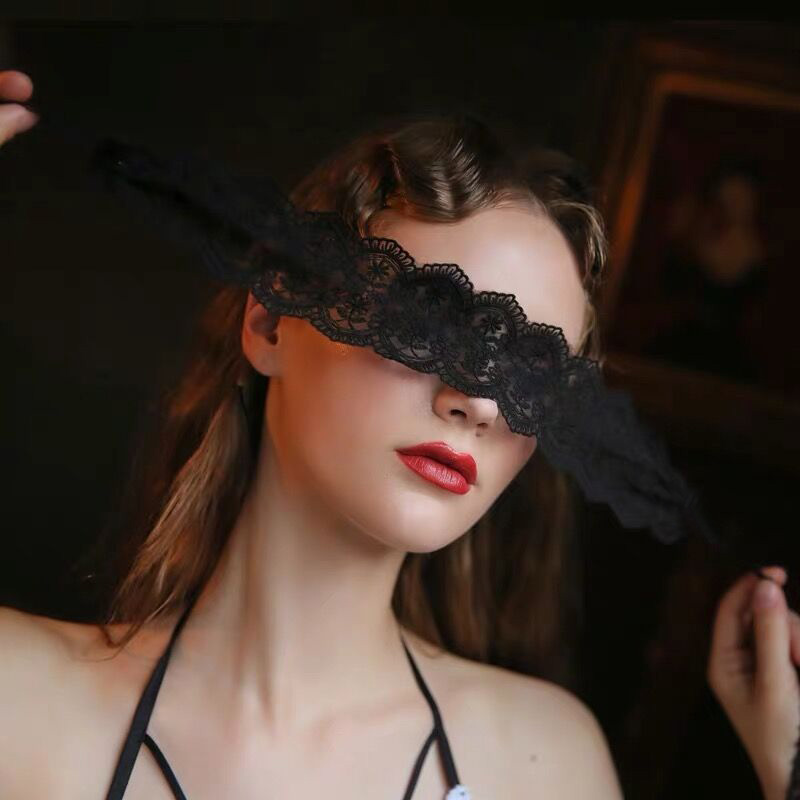 Sexy lace transparent eye mask tied to adjust fun lingerie bed flirting and teasing mask