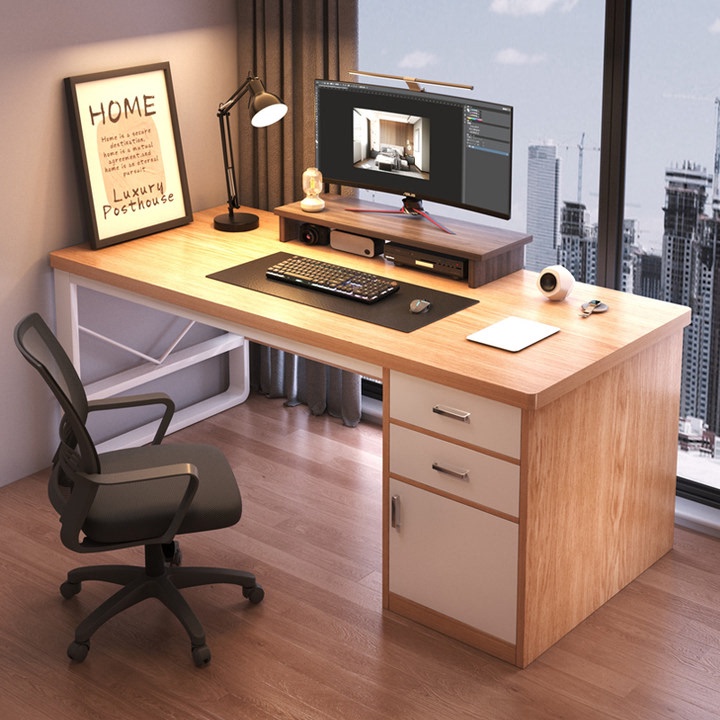 Computer Desk Bedroom Home Simple Study Desk Desktop Workbench Rectangular Desk with Drawer Staff Desk Computer Desk Bedroom Home Simple Study Desk Desktop Workbench Rectangular Desk with Drawer Staff Desk