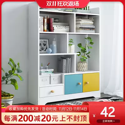 Bookshelf simple floor living room shelf economic home bedroom simple storage cabinet student small bookcase with door
