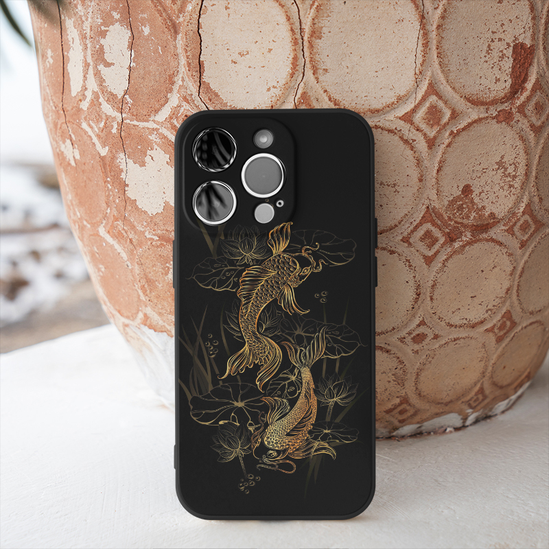 Retro Chinese Style Black and Gold Koi Art National Trend Suitable for Iphone16/16E Promax Apple 15Plus 14Pro Phone Case 13/12/11 Protective Cover Anti-Drop Mate70 Xiaomi Retro Chinese Style Black and Gold Koi Art National Trend Suitable for Iphone16/16E Promax Apple 15Plus 14Pro Phone Case 13/12/11 Protective Cover Anti-Drop Mate70 Xiaomi