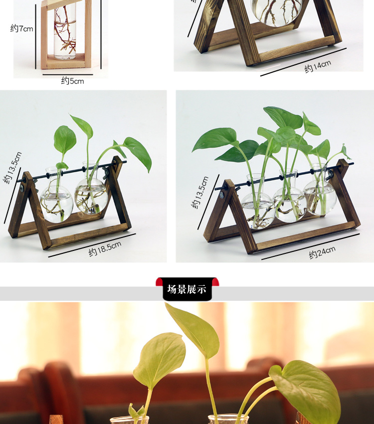 Cây thủy canh chai thủy tinh phòng khách văn phòng máy tính để bàn sáng tạo nước màu xanh lá cây sáng tạo cá tính treo bình - Vase / Bồn hoa & Kệ bình hoa giả đẹp