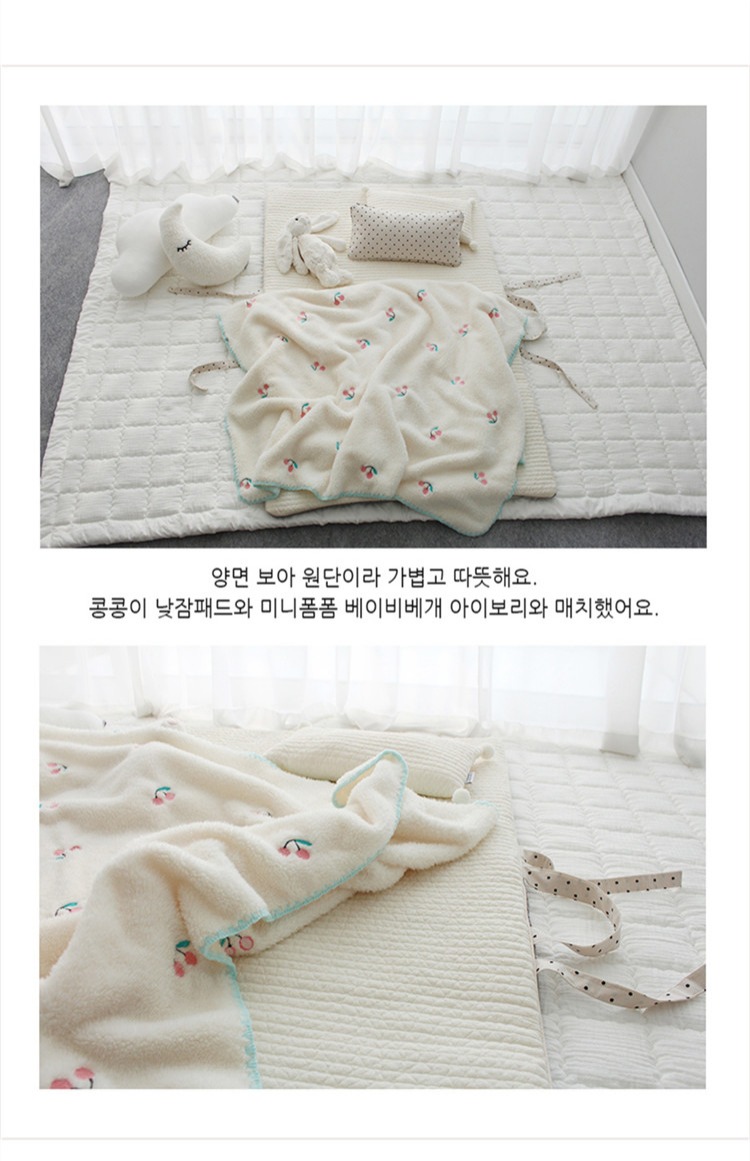 Aika love home Bộ đồ giường trẻ em Hàn Quốc mua Thêu nhỏ anh đào sang trọng chăn giải trí cho em bé chăn 	bộ chăn ga gối hình cho bé gái	