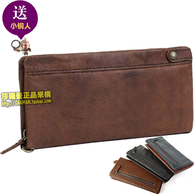 Japan imported TOUGH zipper leather wallet Men's long wallet Large capacity handbag Mobile phone wallet