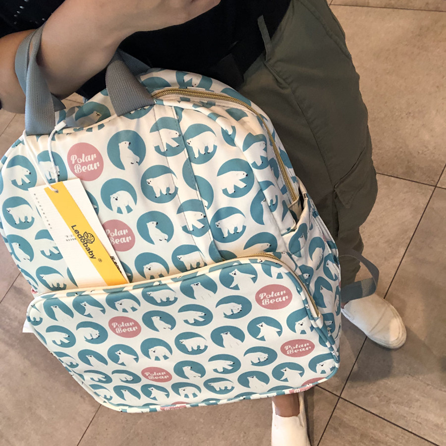 LeDou Polar Bear Multifunctional Double Shoulder Waterproof Large Capacity Mommy Bag Lightweight Medium Mother and Baby Backpack