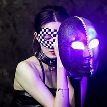 69club half-face lady mask fashion punk British Plaid stage performance shake sound singing