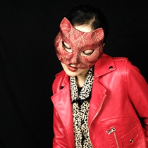 Swallowtail Butterfly Home red handmade cat mask Gold red gilded lace mask