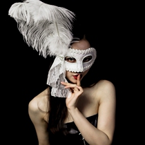 Swallowtail butterfly mask white feather wedding stage princess girl half face blindfold
