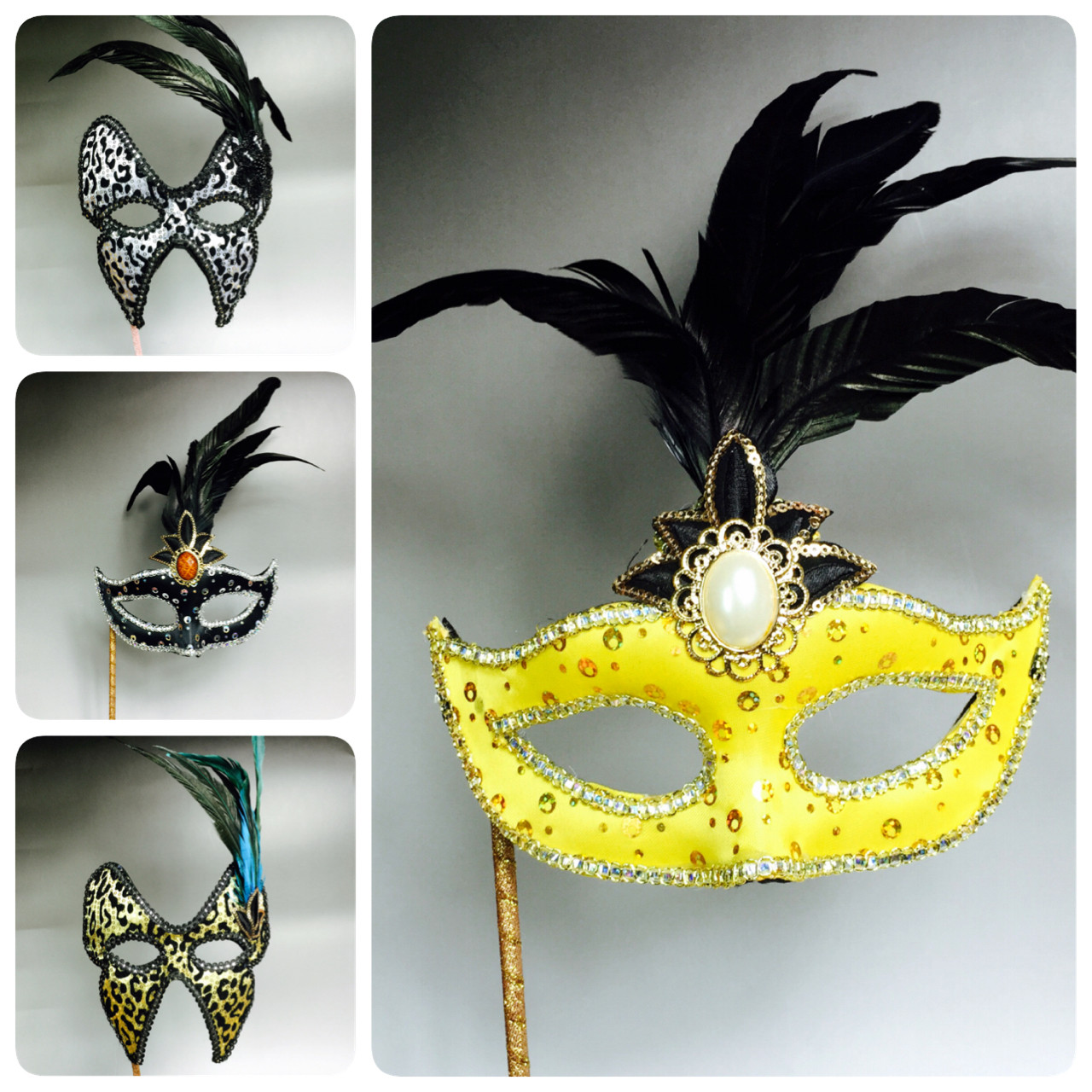 Halloween mask Handheld with mask Ball handle mask Venetian feather mask ex-gratia