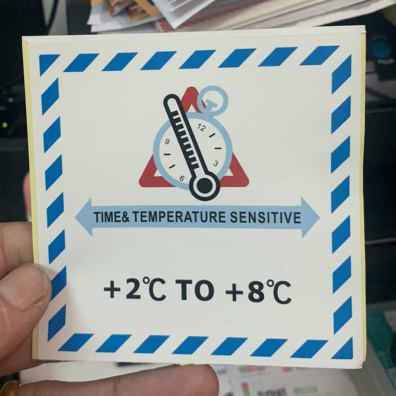 Time Temperature Sensitive Medical Cargo Labels Transportation Warning Words Freezing Storage Refrigeration Reminder Signs Dangerous Labels