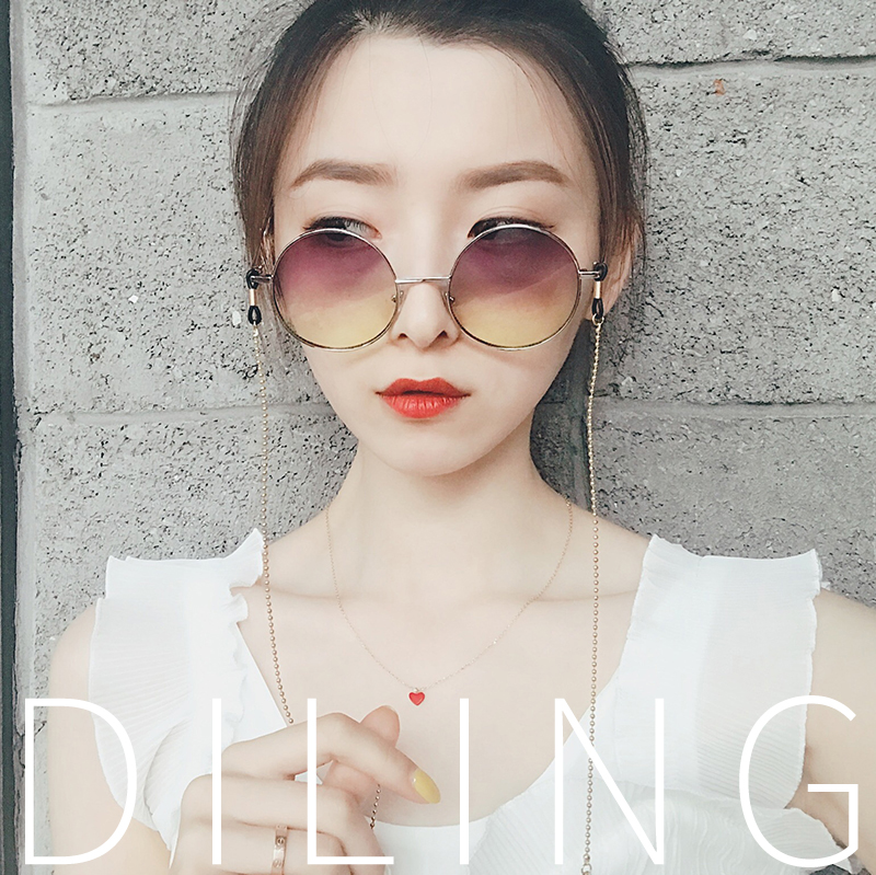 Cai Xukun với kính râm tròn gọng kính râm nam nữ thời trang ngôi sao mẫu kính râm titan chuỗi thép retro hoang dã kính cartier