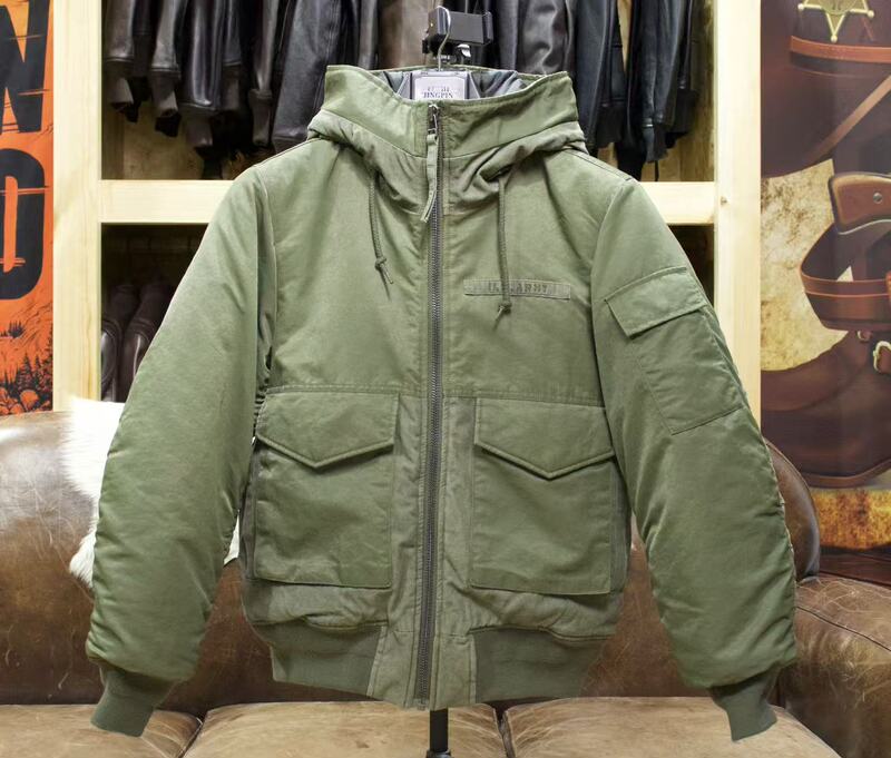 J-8 Version Vintage-Style Hooded Nylon and Heavy Cotton Flight Jacket, Autumn and Winter Style, Self-Heating, 200g Cotton, Casual and Warm