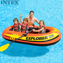 Send paddle air pump INTEX Explorer two person inflatable boat three rubber rowing boat 2 person fishing boat assault boat