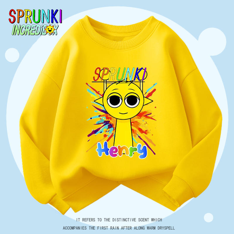 Sprunki Music Rhythm Box Simon Clothes Kidsren's Unisex Long-Sleeved Sweatshirt Autumn and Winter Pure Cotton T-Shirt