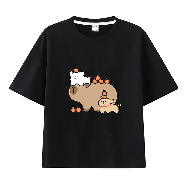 Capybara Short-Sleeve Clothing for Men and Women, 2025 Summer New Children's Versatile Half-Sleeve T-Shirt Trend