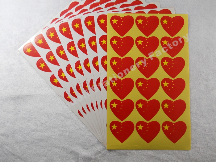 Heart-shaped national flag sticker small national flag face sticker national day fans cheer face sticker love face sticker