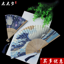 Mu Muxi Japanese fan Folding fan Japanese fan Wind Female fan Female Japanese famous painting Silk fan Gift fan