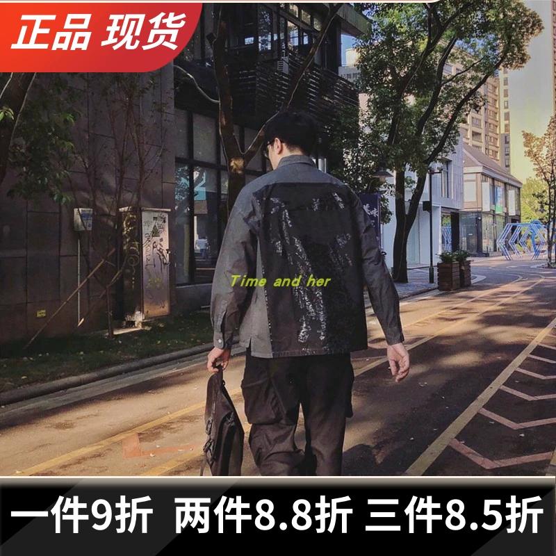 CAVEMPT C.E 19AW кнопка абстрактный узор длинные рукава CE японская свободная мужская и женская та же футболка прилив
