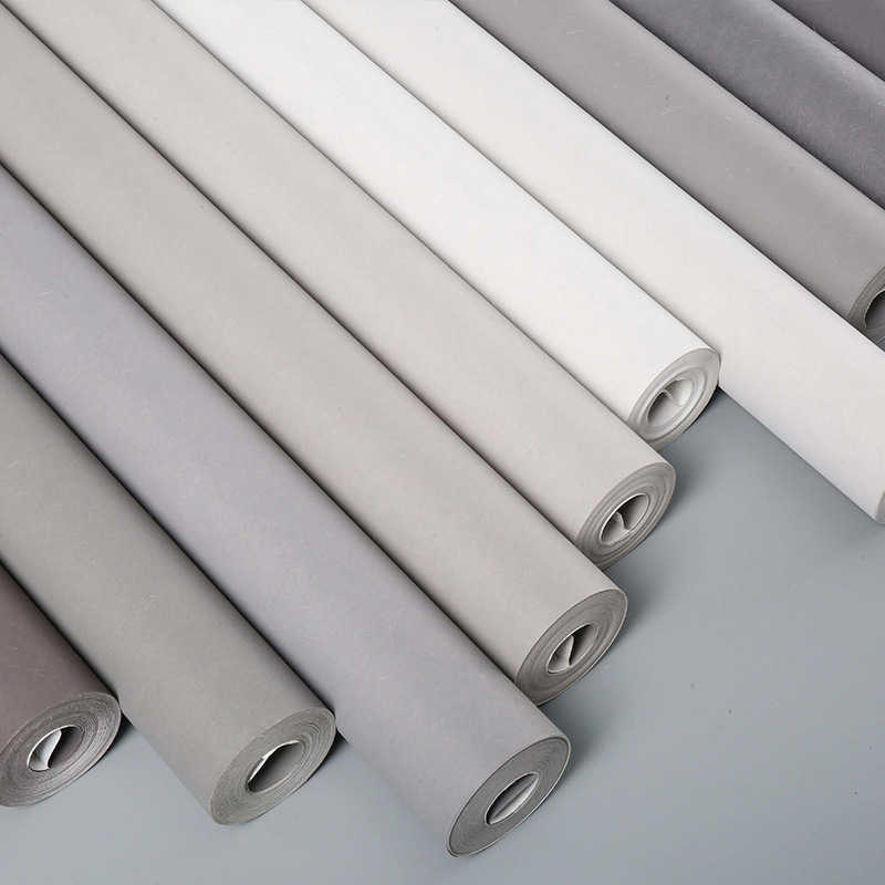 現代簡約不織布純色素色北歐蠶絲家用壁紙臥室客廳電視背灰色壁紙