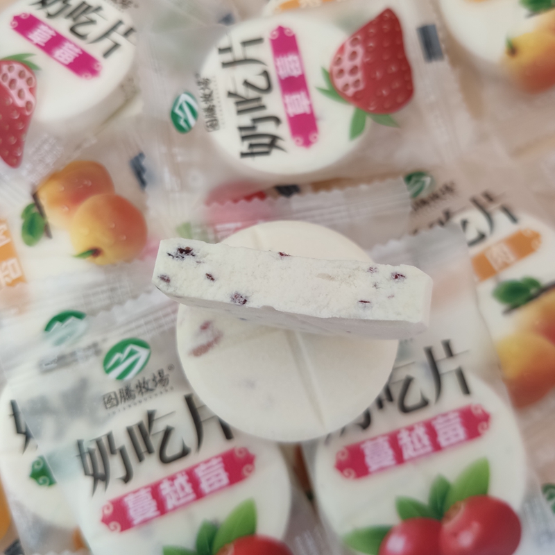 Milk tablets Totem Ranch Big milk tablets 500g fruit milk tablets Children's dry milk bagel cheese 