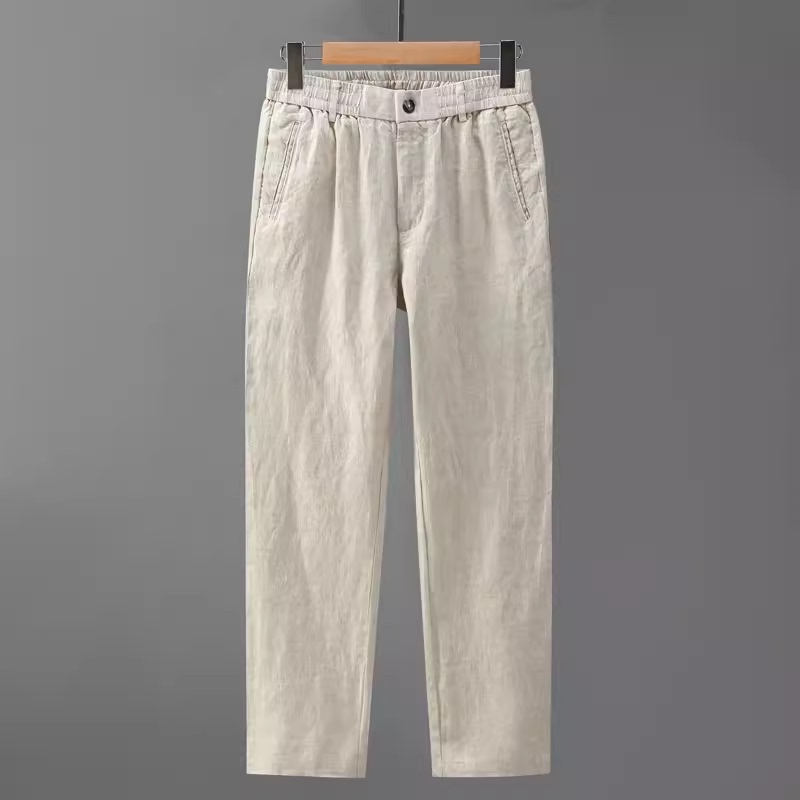 Pure Linen Casual Pants for Men, Retro Solid Color, Versatile, Large Size, 100% Linen Fabric, Breathable Linen Pants