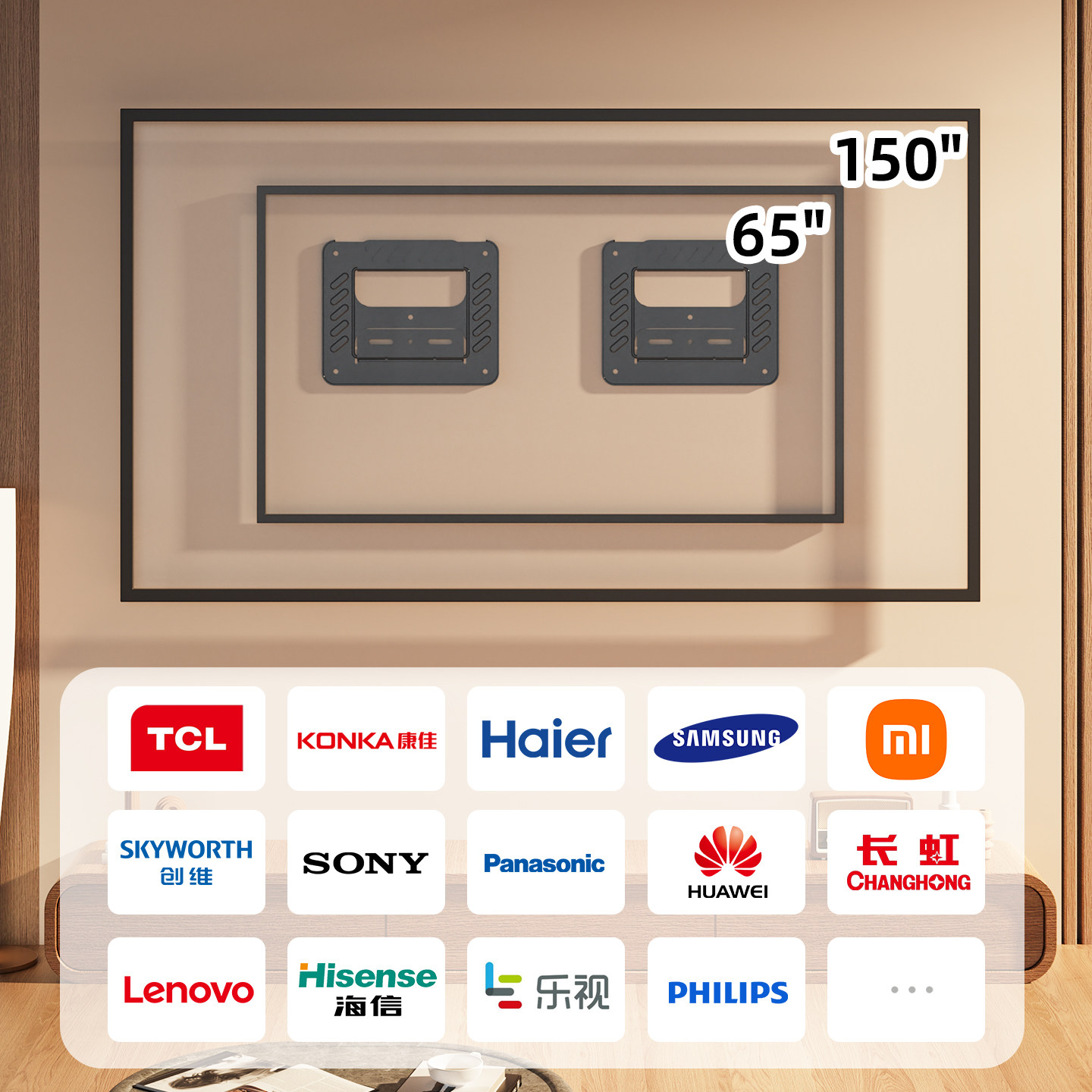 Yizhigu Tv Mount Wallpaper Tv Bracket Suitable for Xiaomi, Tcl, Skyworth, Hisense, Etc. 75 85 100inch
