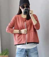 Ưu đãi đặc biệt vòng cổ đơn giản viền gấu áo len ngắn áo khoác cardigan mỏng hoang dã 2018 mùa thu 919 mẫu áo dạ ngắn đẹp 2021