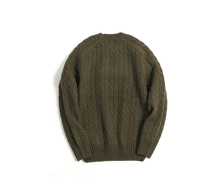 Nhà máy sản xuất chăn bông quốc gia ShetlandWool Áo len cổ điển của Anh xoắn áo len thô và đầy lông mịn áo thun nam hàng hiệu