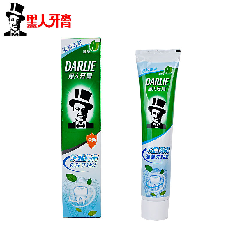 黑人牙膏双重薄荷强健牙釉质温和清新180g 强健牙齿 清新口气
