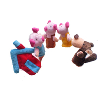 3 Little Pigs World Fairy Tales Finger Puppet Plush Dolls Kindergarten Juvenile Teaching Activities Enlightenment DIY New