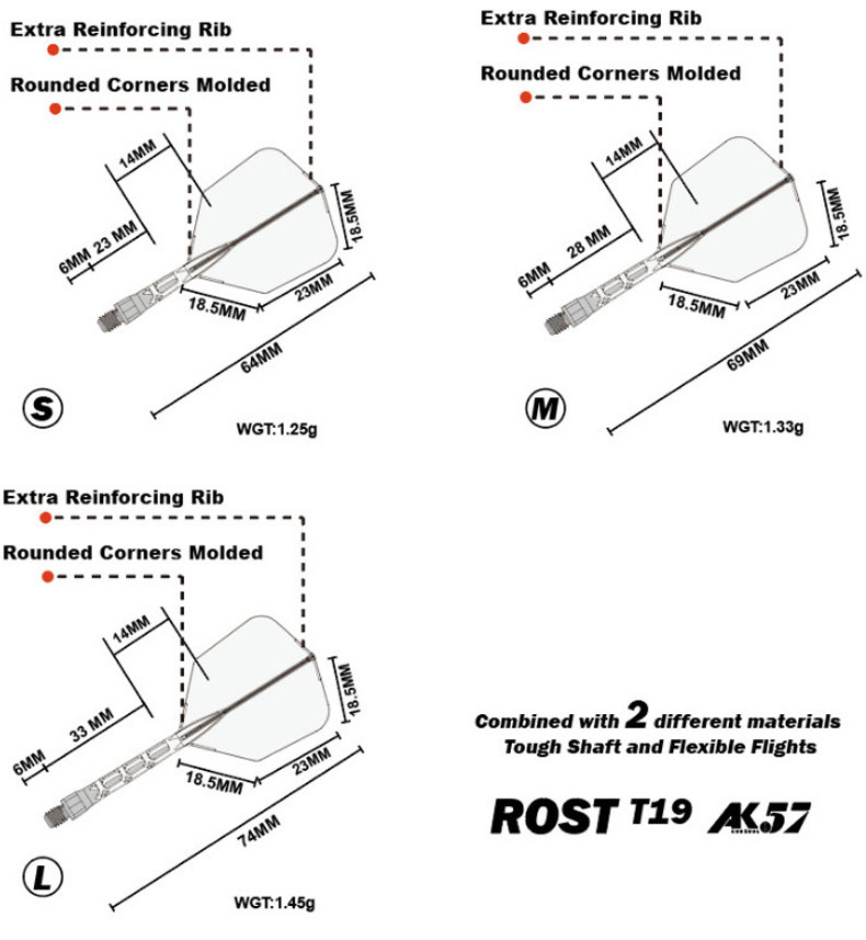 товар из китая rost t19飞镖尾翼双色镖叶耐用配件飞标一体固定尾巴标翼多色2ba Wei Masi