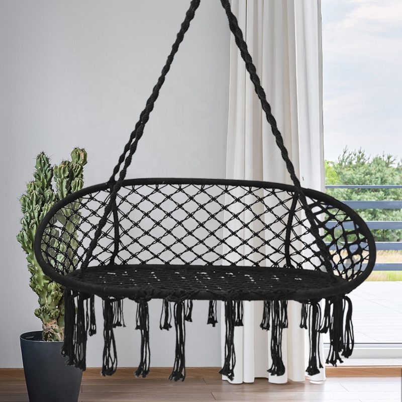 Outdoor Casual Double Hanging Chair Hand Woven Cotton Rope Hanging Basket for Home Cradle Chair Balcony Indoor hanging