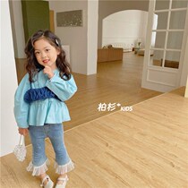 Korea Kids 2022 Girls Shirt Kids Tank Top Two-Piece Set Kids Baby Foreign Top Fashion Shirt Spring