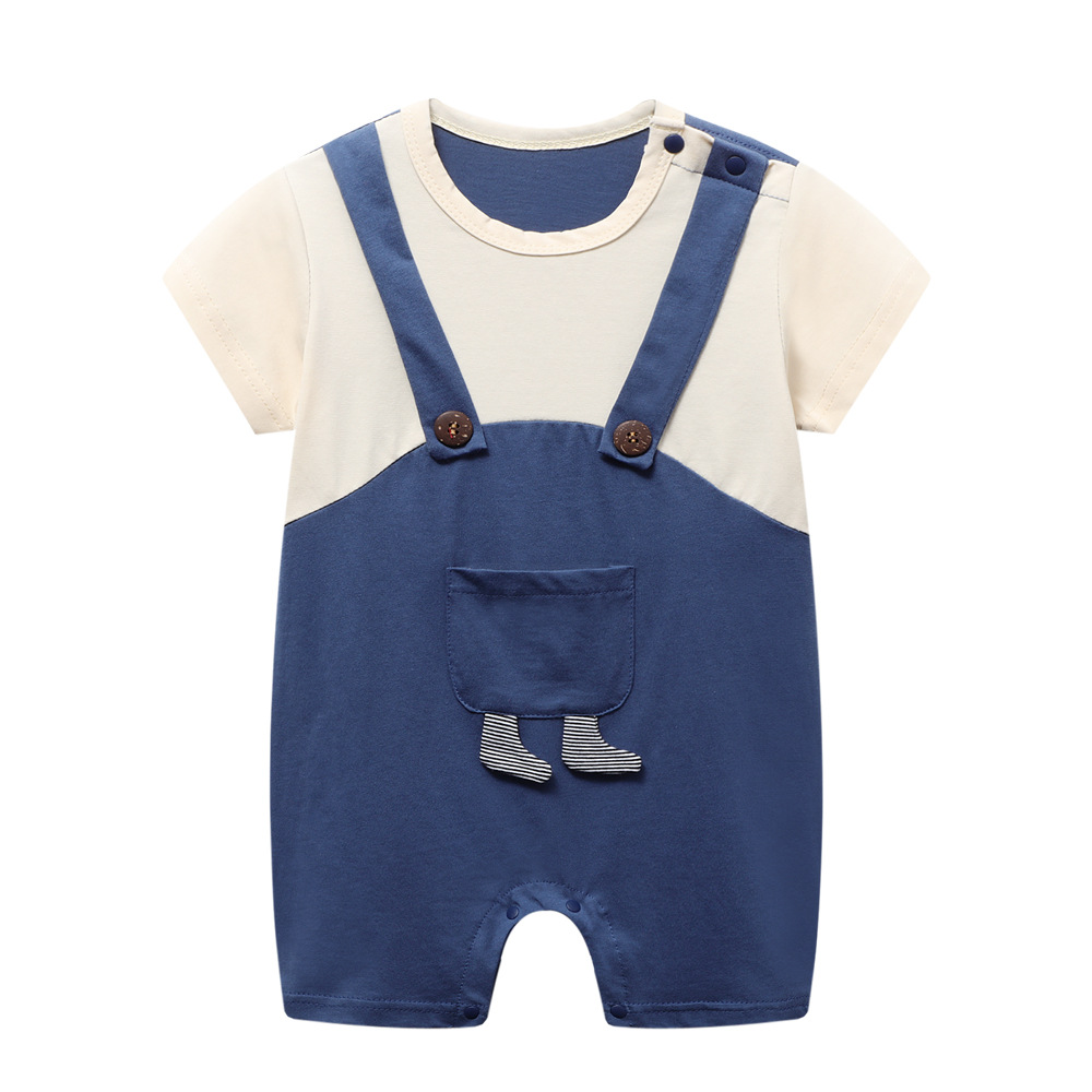 Baby Even body clothes Summer leave Two cuddling bags Gentleman Harclothes new Summer 6 months Baby 3 out of the way to climb