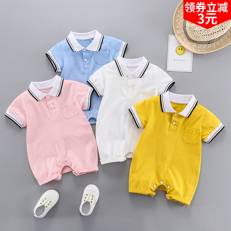 Baby clothes Summer thin Climbing Suit Newborn Short Sleeve Khaclothes One Year Old Baby Conjoined Clothes Handsome Boy Summer Clothes