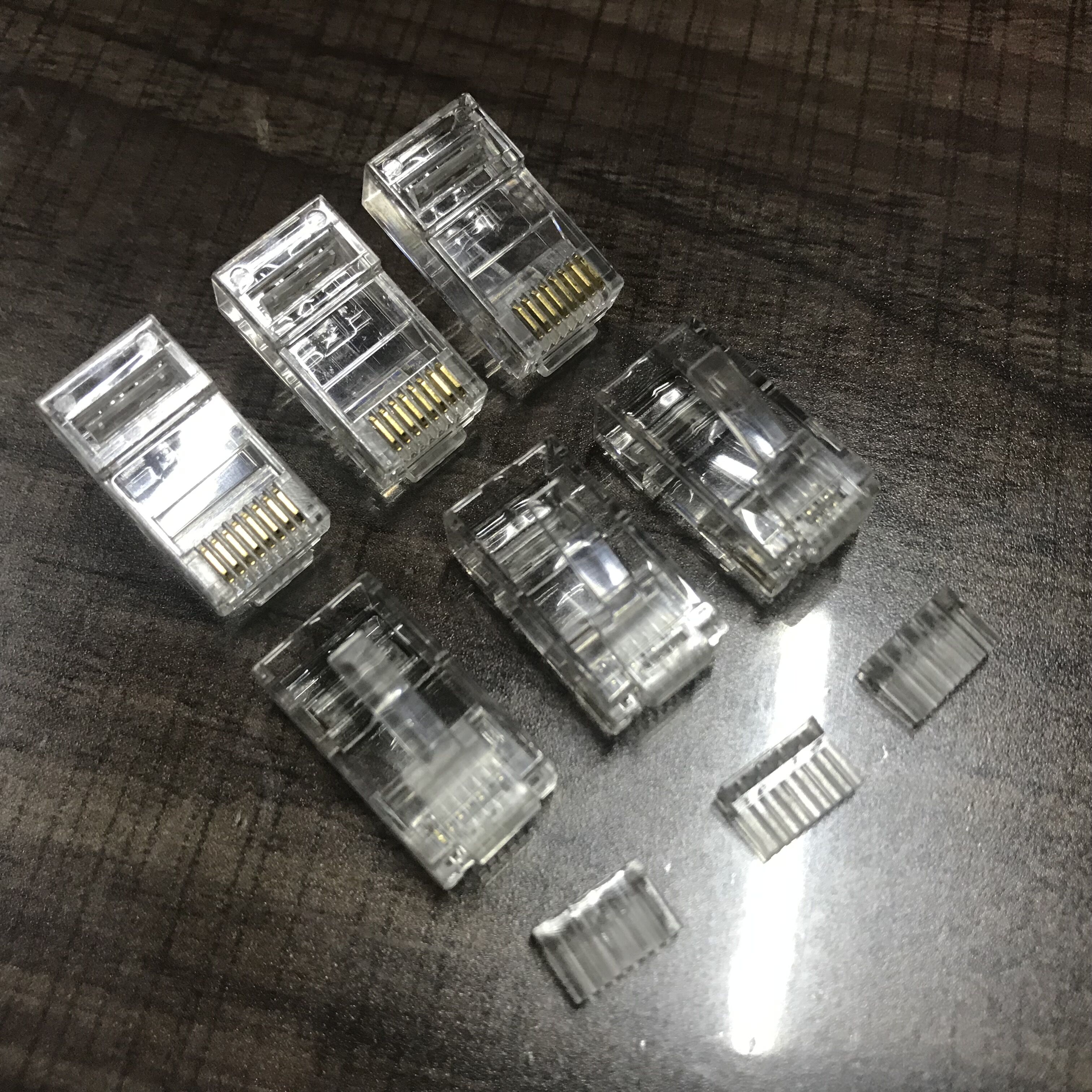 Six types of internet crystal head gilded 1 5 μ RJ45 net route crystal head 8P8C one thousand trillion Internet crystal head two-piece