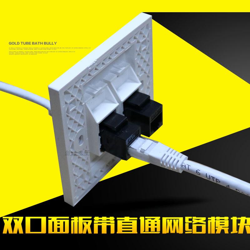 Type 86 Double port Internet through socket Panel Two bits CAT5E Computer network route Internet interface Dual through-head straight socket