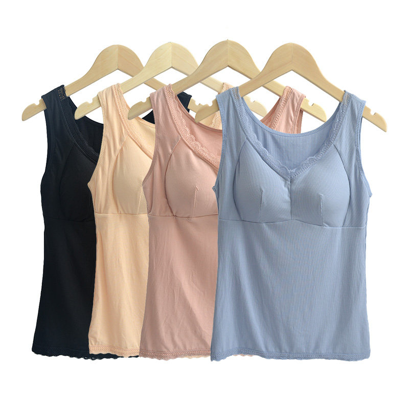 Yoga Camisole Women's Bra with Chest Pad One-Piece Cup Loose Outer Wear Summer Cotton Sexy Gathering